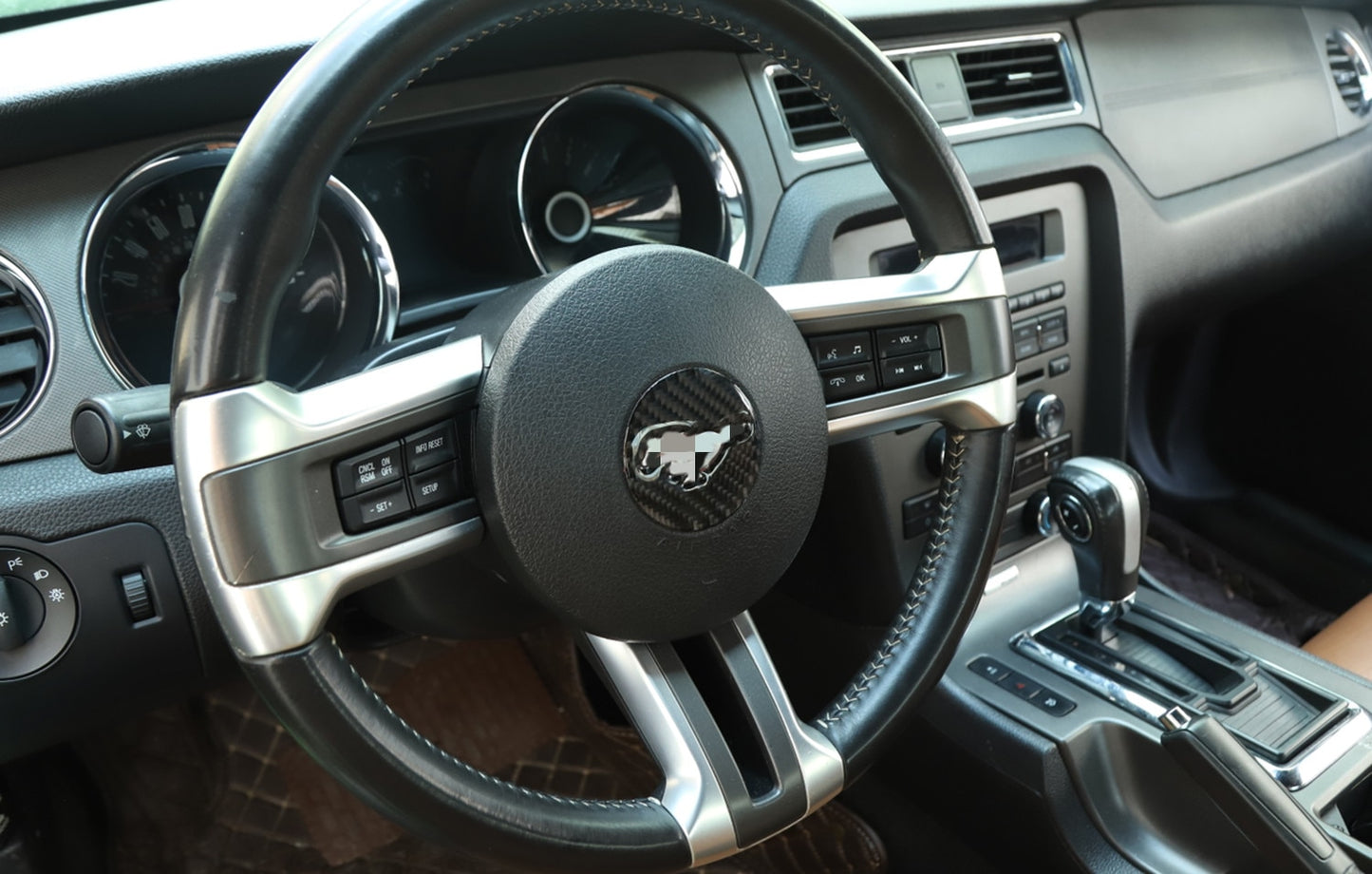 S197 (10-14) Carbon Fiber Steering Wheel Pony Cover